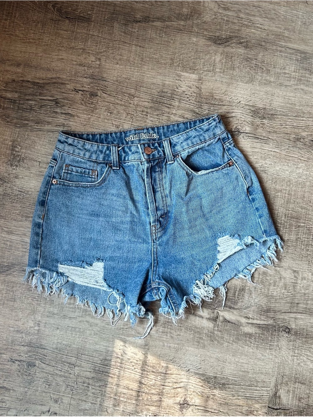 wild fable light blue distressed denim shorts